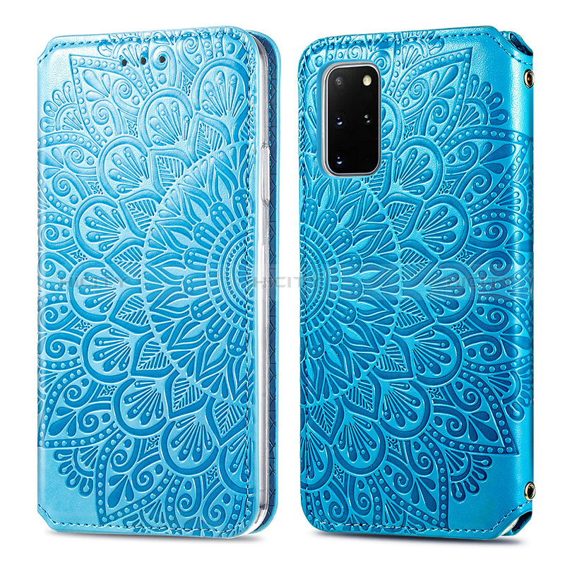 Coque Portefeuille Motif Fantaisie Livre Cuir Etui Clapet S01D pour Samsung Galaxy S20 Plus 5G Bleu Plus