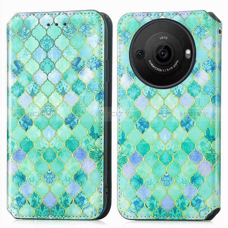 Coque Portefeuille Motif Fantaisie Livre Cuir Etui Clapet S02D pour Sharp Aquos R8s Pro Vert Plus