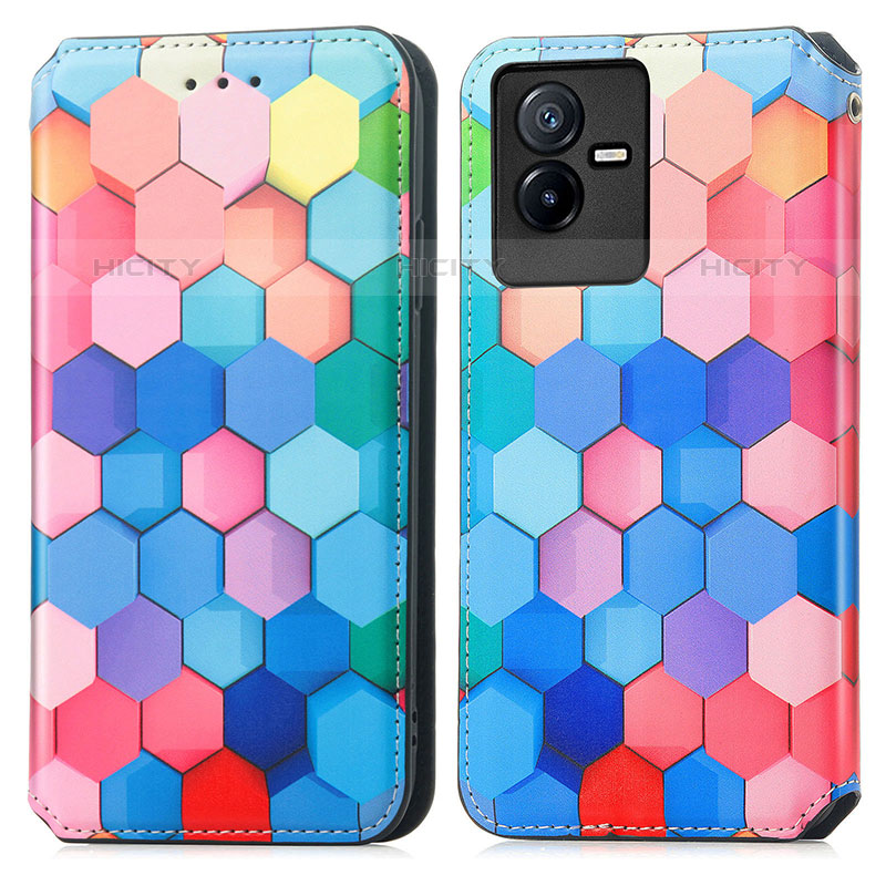 Coque Portefeuille Motif Fantaisie Livre Cuir Etui Clapet S02D pour Vivo iQOO Z6x Colorful Plus