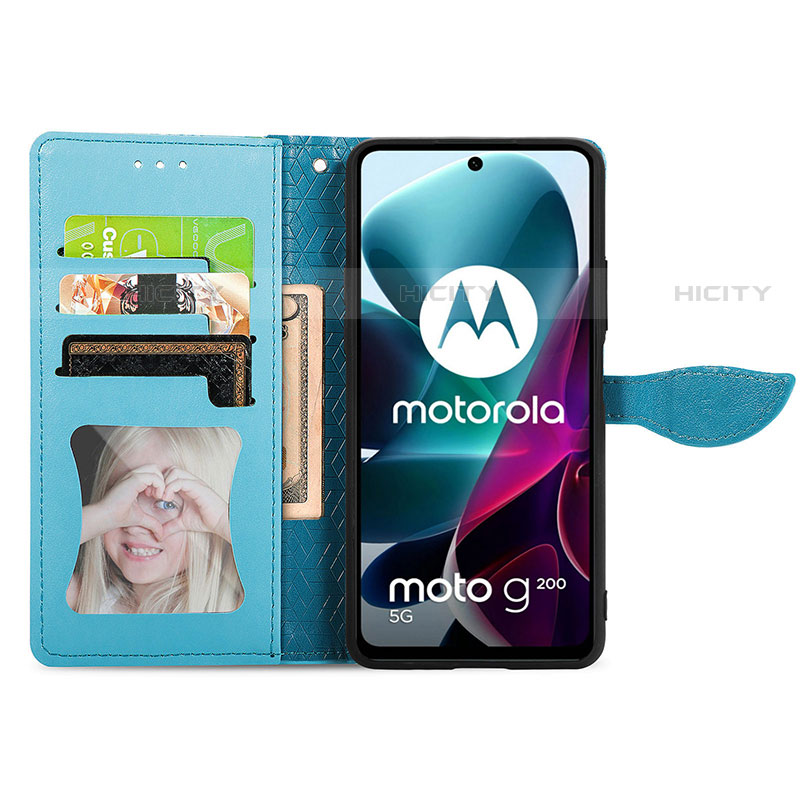 Coque Portefeuille Motif Fantaisie Livre Cuir Etui Clapet S04D pour Motorola Moto G200 5G Plus