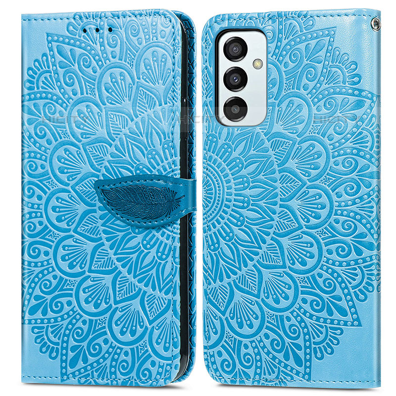 Coque Portefeuille Motif Fantaisie Livre Cuir Etui Clapet S04D pour Samsung Galaxy M23 5G Bleu Plus