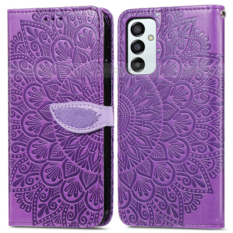 Coque Portefeuille Motif Fantaisie Livre Cuir Etui Clapet S04D pour Samsung Galaxy M23 5G Violet Plus