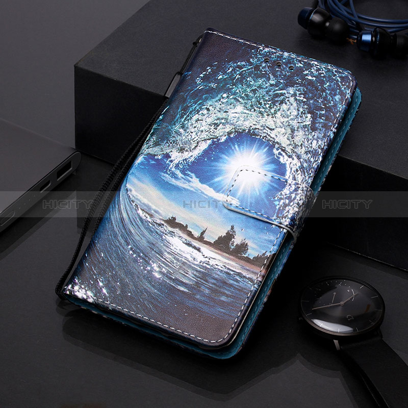 Coque Portefeuille Motif Fantaisie Livre Cuir Etui Clapet Y01B pour Samsung Galaxy A20e Bleu Royal Plus