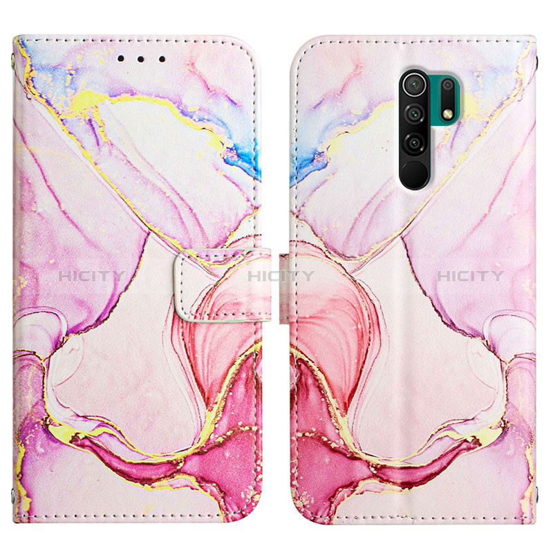 Coque Portefeuille Motif Fantaisie Livre Cuir Etui Clapet Y04B pour Xiaomi Redmi 9 Rose Plus