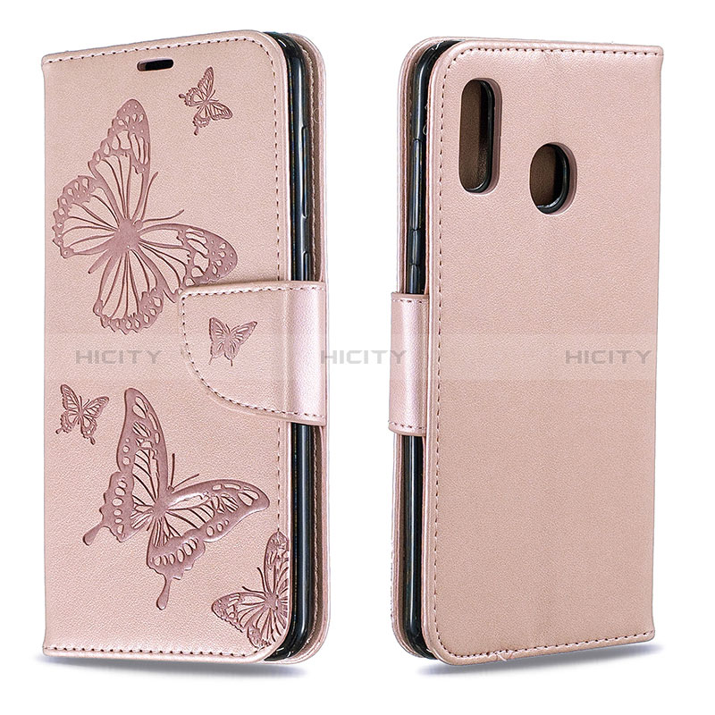 Coque Portefeuille Papillon Livre Cuir Etui Clapet B01F pour Samsung Galaxy A20 Vert Plus
