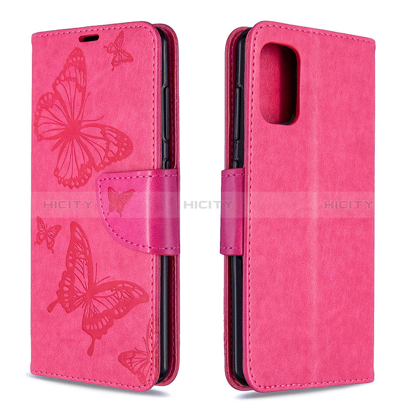 Coque Portefeuille Papillon Livre Cuir Etui Clapet B01F pour Samsung Galaxy A41 Rose Rouge Plus