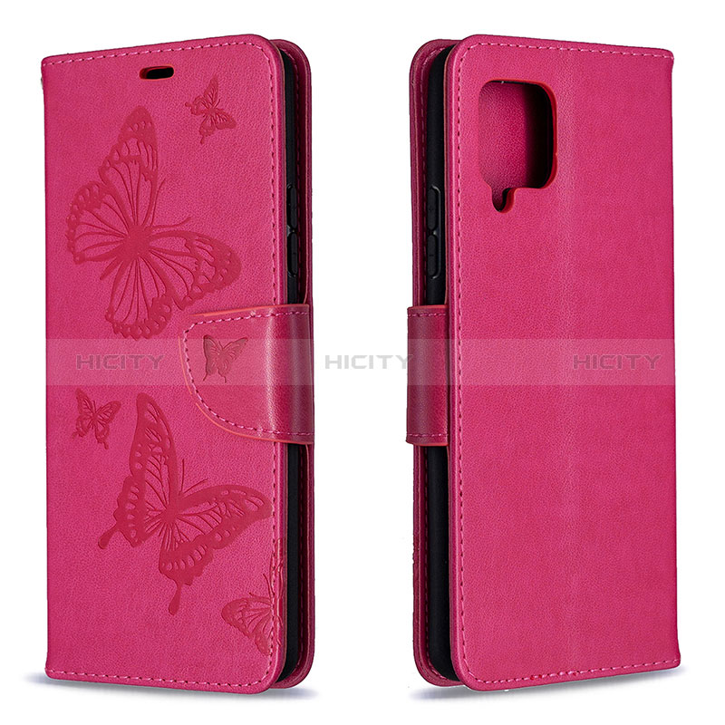 Coque Portefeuille Papillon Livre Cuir Etui Clapet B01F pour Samsung Galaxy A42 5G Rose Rouge Plus