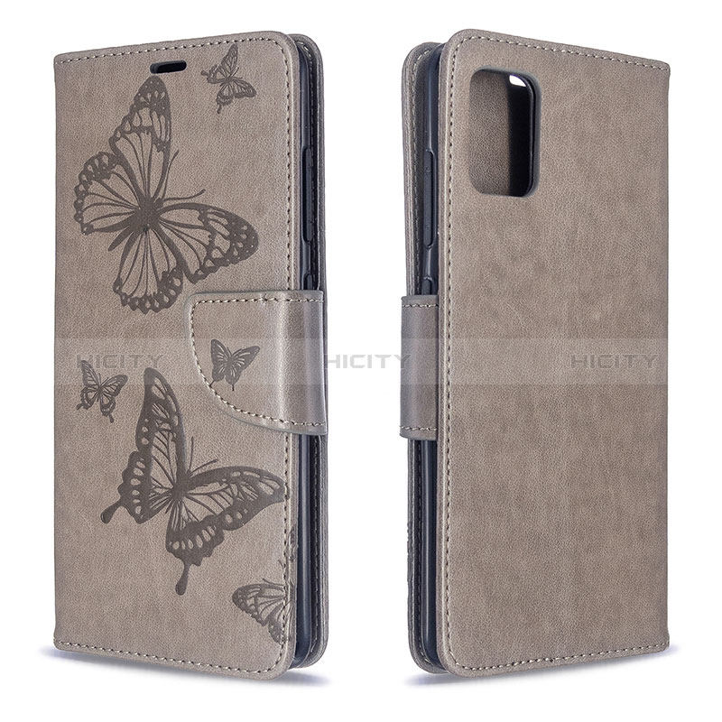 Coque Portefeuille Papillon Livre Cuir Etui Clapet B01F pour Samsung Galaxy A51 5G Gris Plus