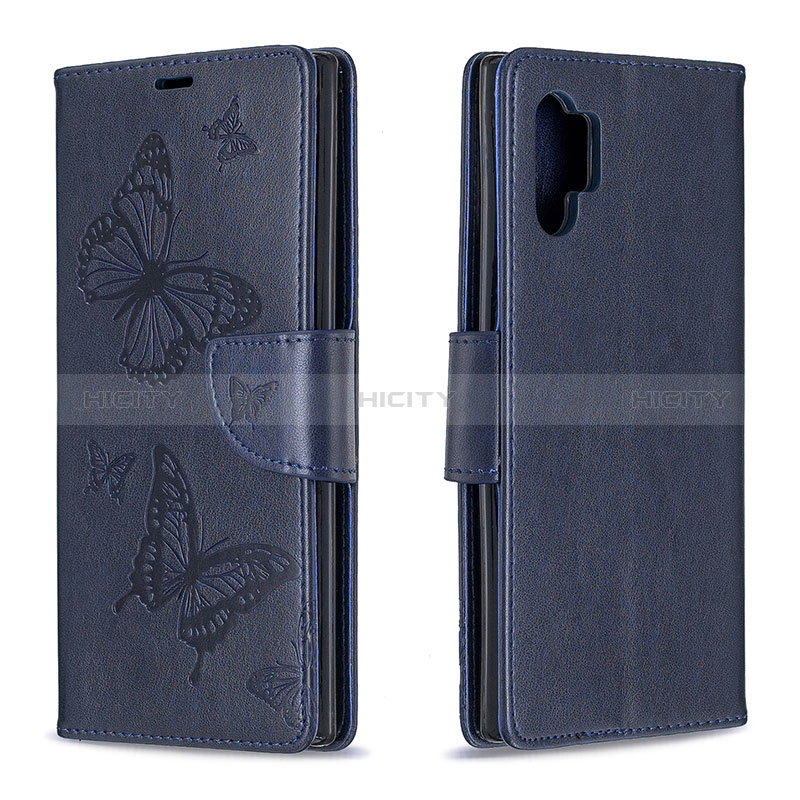 Coque Portefeuille Papillon Livre Cuir Etui Clapet B01F pour Samsung Galaxy Note 10 Plus 5G Bleu Plus