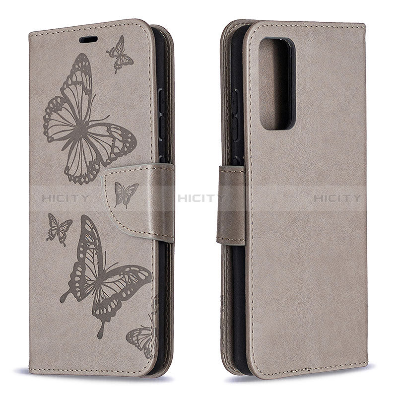 Coque Portefeuille Papillon Livre Cuir Etui Clapet B01F pour Samsung Galaxy S20 FE (2022) 5G Gris Plus