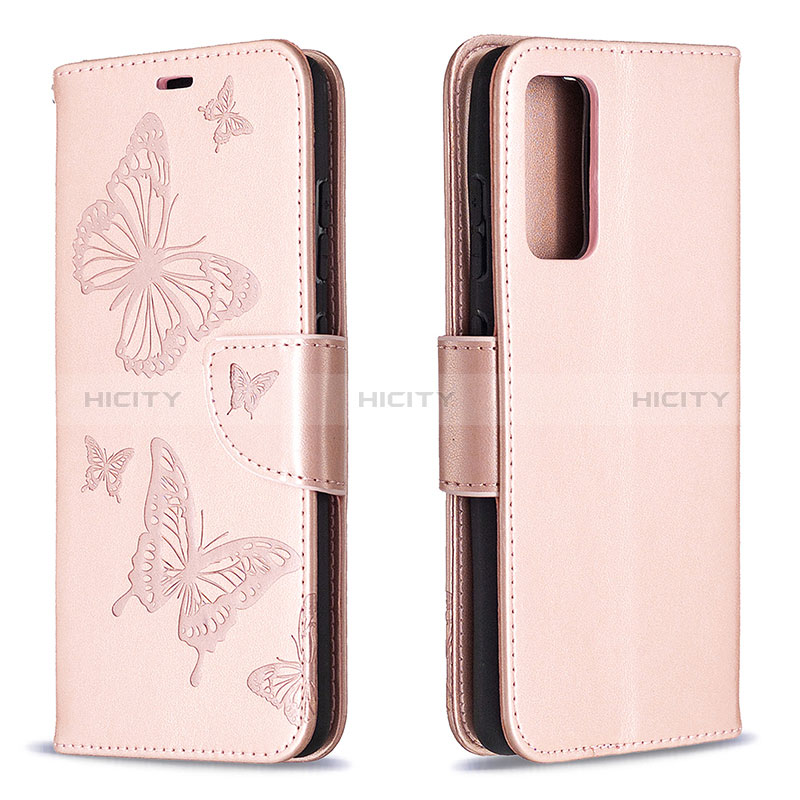 Coque Portefeuille Papillon Livre Cuir Etui Clapet B01F pour Samsung Galaxy S20 FE (2022) 5G Or Rose Plus