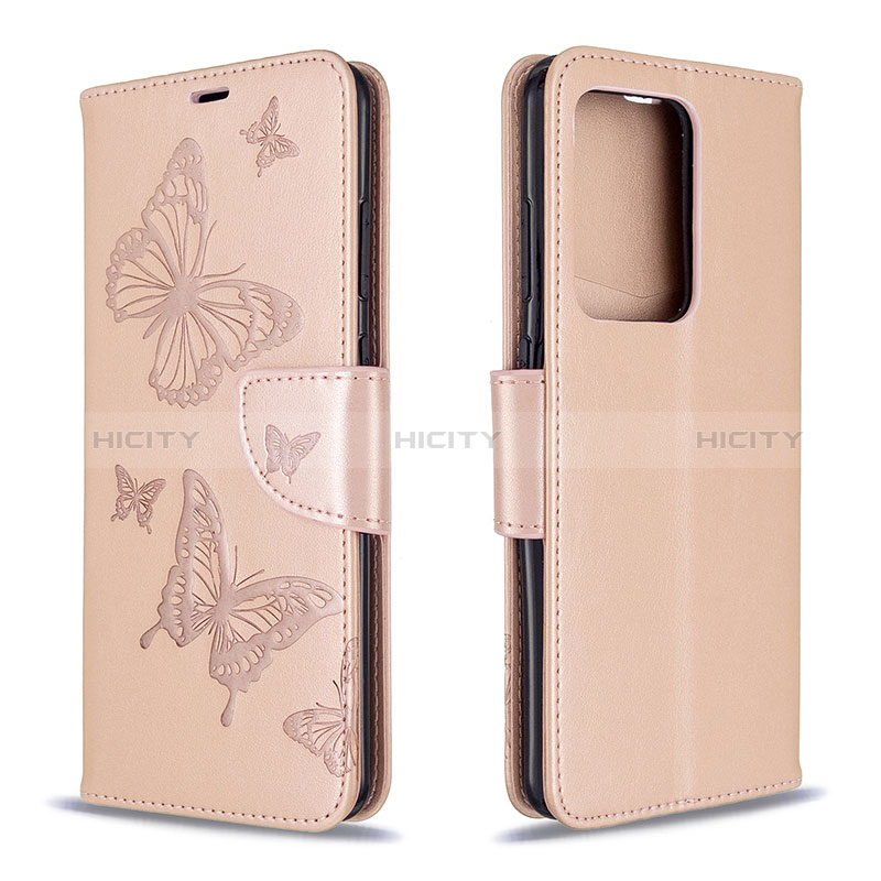 Coque Portefeuille Papillon Livre Cuir Etui Clapet B01F pour Samsung Galaxy S20 Plus 5G Or Rose Plus