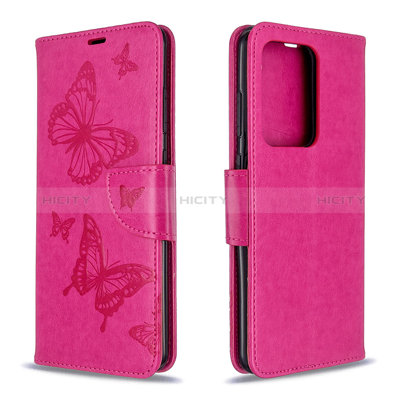 Coque Portefeuille Papillon Livre Cuir Etui Clapet B01F pour Samsung Galaxy S20 Plus 5G Rose Rouge Plus
