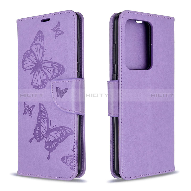 Coque Portefeuille Papillon Livre Cuir Etui Clapet B01F pour Samsung Galaxy S20 Plus 5G Violet Clair Plus