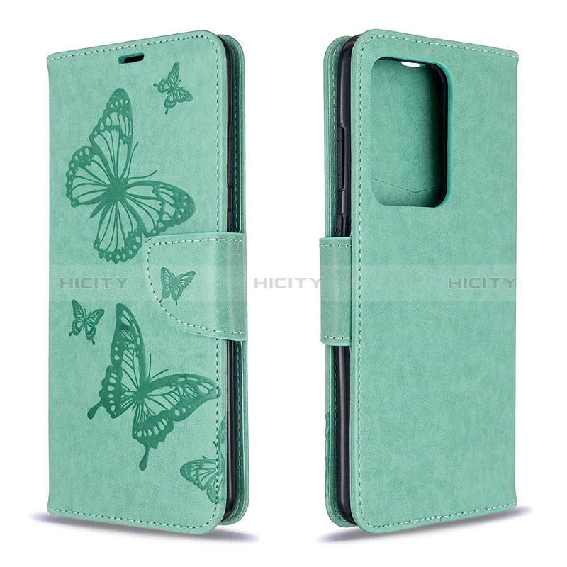 Coque Portefeuille Papillon Livre Cuir Etui Clapet B01F pour Samsung Galaxy S20 Plus Vert Plus