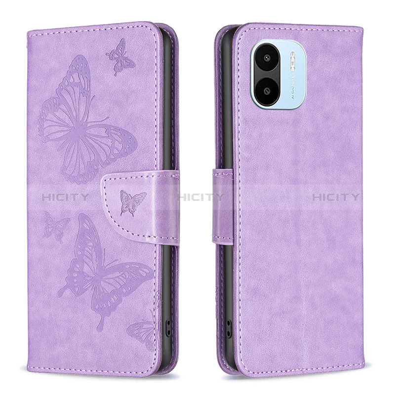 Coque Portefeuille Papillon Livre Cuir Etui Clapet B01F pour Xiaomi Redmi A2 Plus Violet Clair Plus
