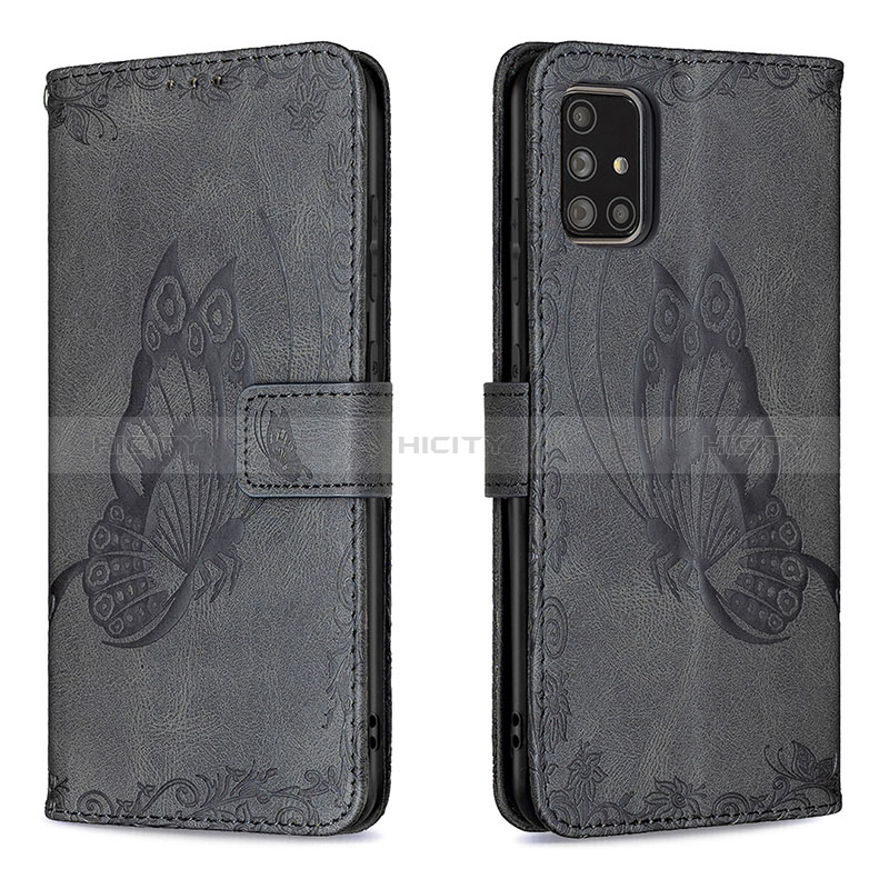 Coque Portefeuille Papillon Livre Cuir Etui Clapet B02F pour Samsung Galaxy A71 5G Noir Plus
