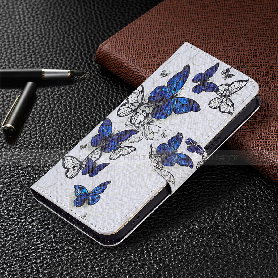Coque Portefeuille Papillon Livre Cuir Etui Clapet L07 pour Apple iPhone 13 Pro Blanc Plus