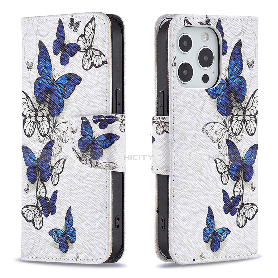 Coque Portefeuille Papillon Livre Cuir Etui Clapet L07 pour Apple iPhone 13 Pro Max Blanc Plus