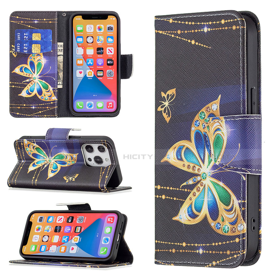 Coque Portefeuille Papillon Livre Cuir Etui Clapet L07 pour Apple iPhone 13 Pro Mixte Plus