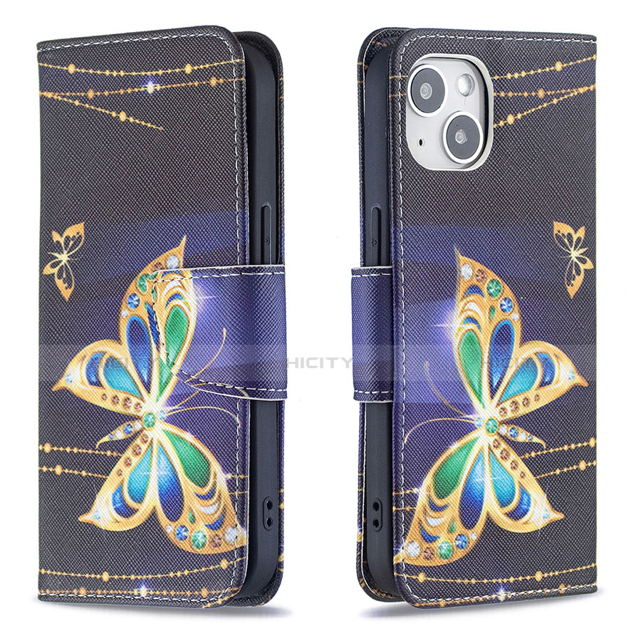 Coque Portefeuille Papillon Livre Cuir Etui Clapet L07 pour Apple iPhone 14 Mixte Plus