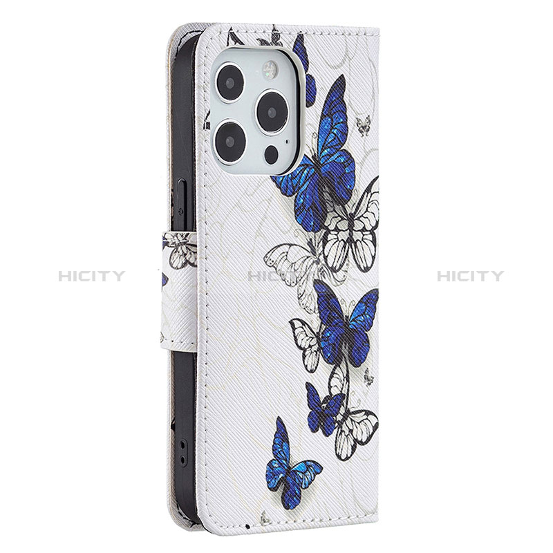 Coque Portefeuille Papillon Livre Cuir Etui Clapet L07 pour Apple iPhone 14 Pro Max Blanc Plus