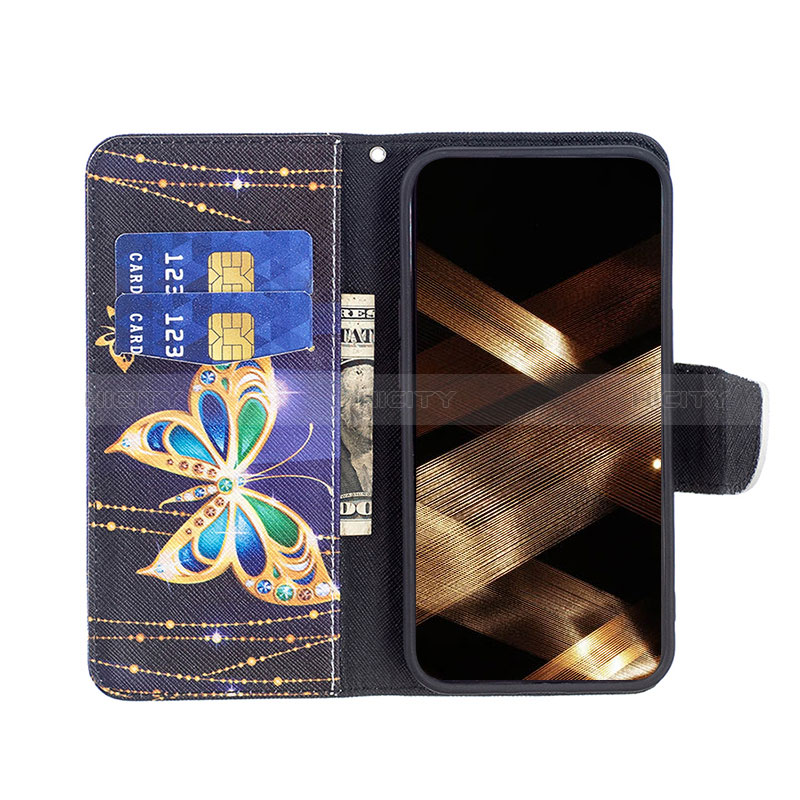 Coque Portefeuille Papillon Livre Cuir Etui Clapet L07 pour Apple iPhone 15 Plus Mixte Plus
