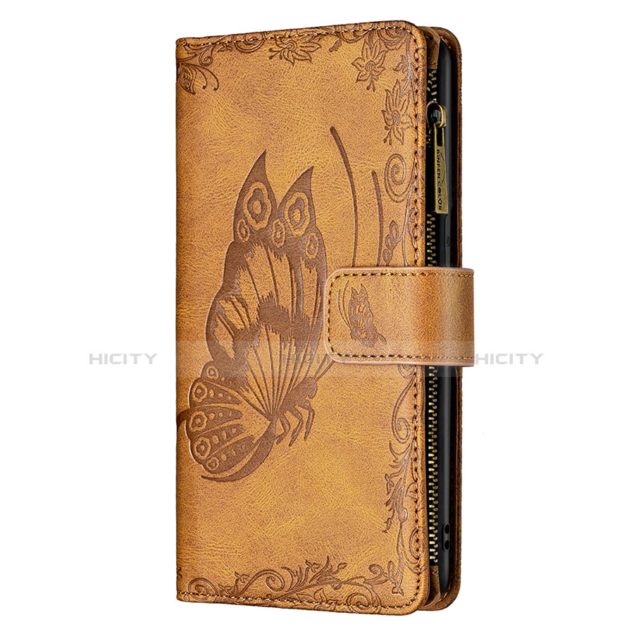Coque Portefeuille Papillon Livre Cuir Etui Clapet L08 pour Apple iPhone 14 Marron Plus