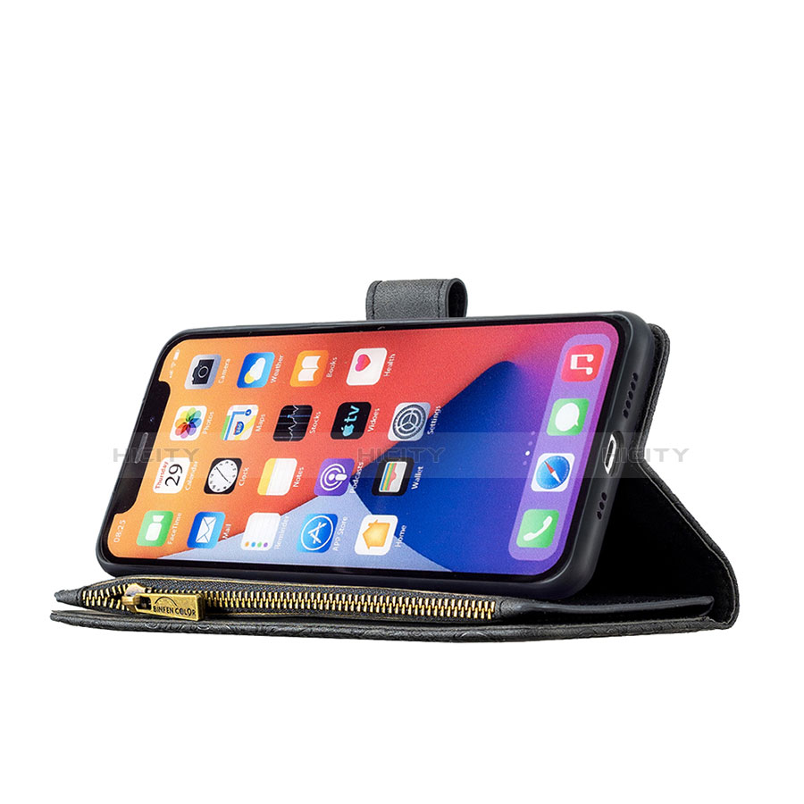Coque Portefeuille Papillon Livre Cuir Etui Clapet L08 pour Apple iPhone 14 Noir Plus