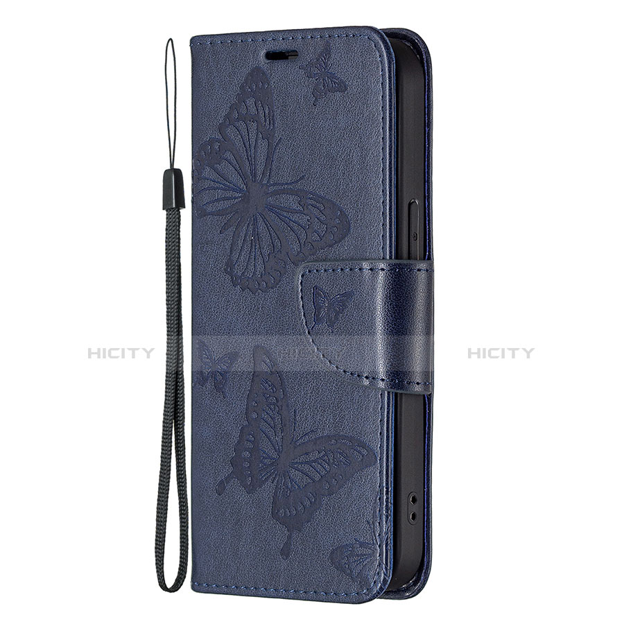 Coque Portefeuille Papillon Livre Cuir Etui Clapet L09 pour Apple iPhone 13 Pro Bleu Plus
