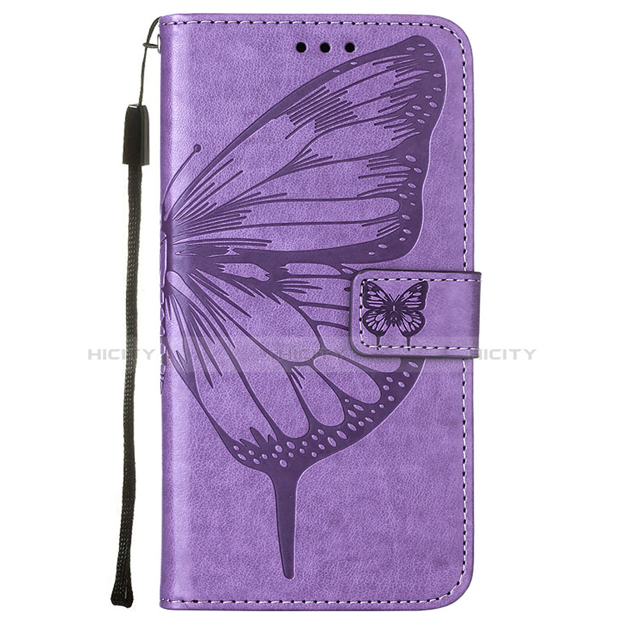 Coque Portefeuille Papillon Livre Cuir Etui Clapet L10 pour Apple iPhone 13 Violet Clair Plus