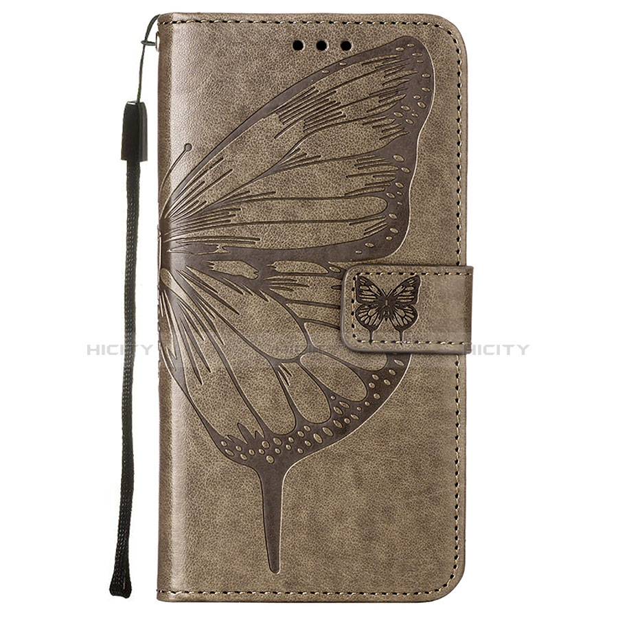 Coque Portefeuille Papillon Livre Cuir Etui Clapet L10 pour Apple iPhone 14 Gris Fonce Plus