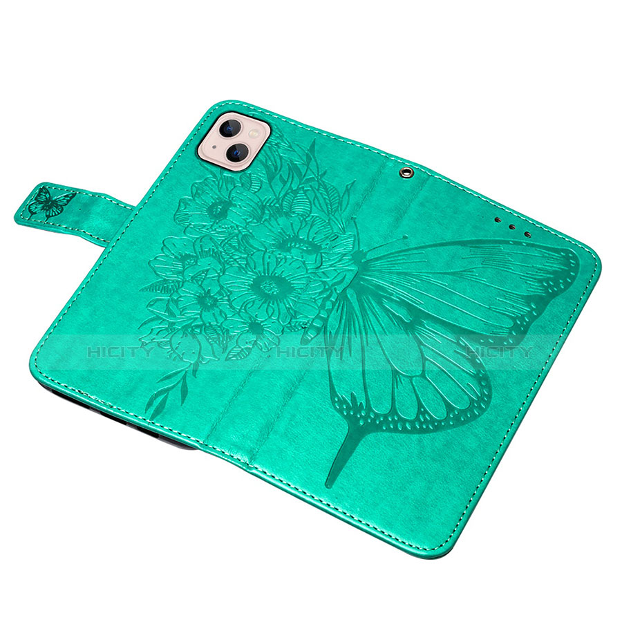 Coque Portefeuille Papillon Livre Cuir Etui Clapet L10 pour Apple iPhone 14 Plus Vert Plus