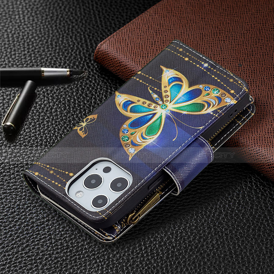 Coque Portefeuille Papillon Livre Cuir Etui Clapet pour Apple iPhone 13 Pro Max Mixte Plus
