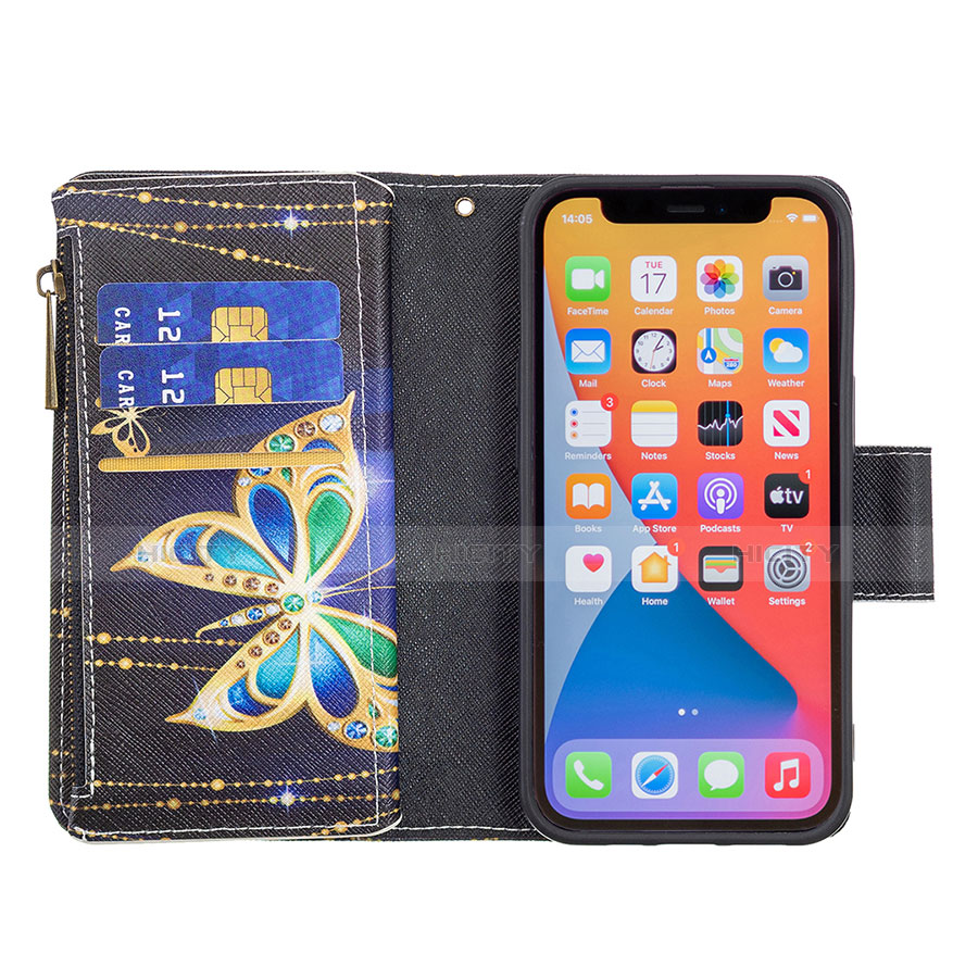 Coque Portefeuille Papillon Livre Cuir Etui Clapet pour Apple iPhone 13 Pro Mixte Plus