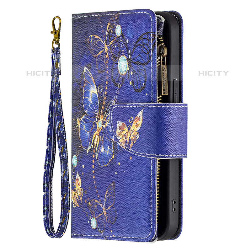 Coque Portefeuille Papillon Livre Cuir Etui Clapet pour Apple iPhone 15 Pro Max Bleu Royal Plus