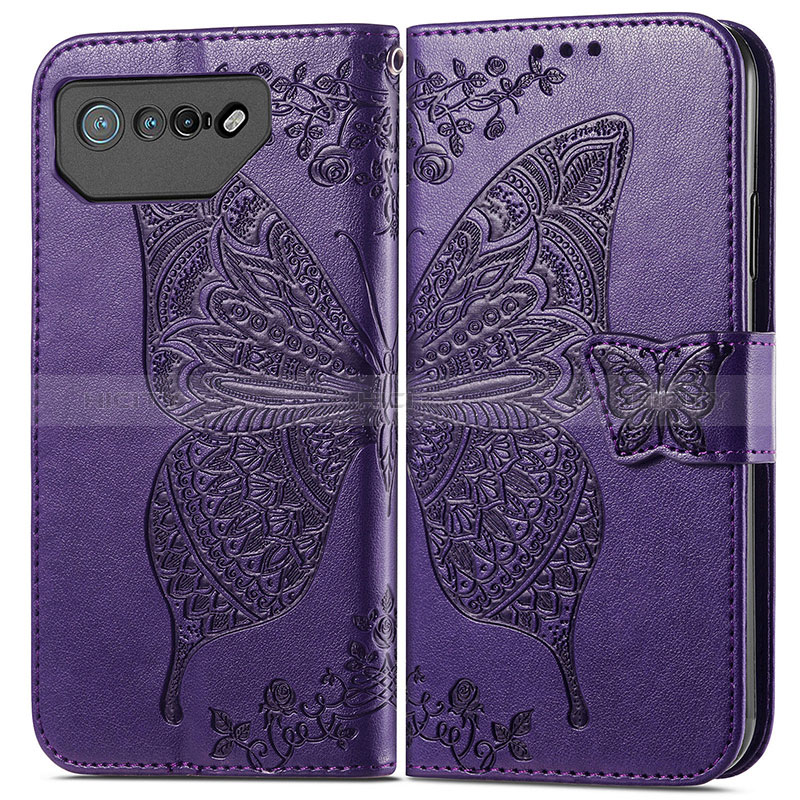 Coque Portefeuille Papillon Livre Cuir Etui Clapet pour Asus ROG Phone 7 Ultimate Plus