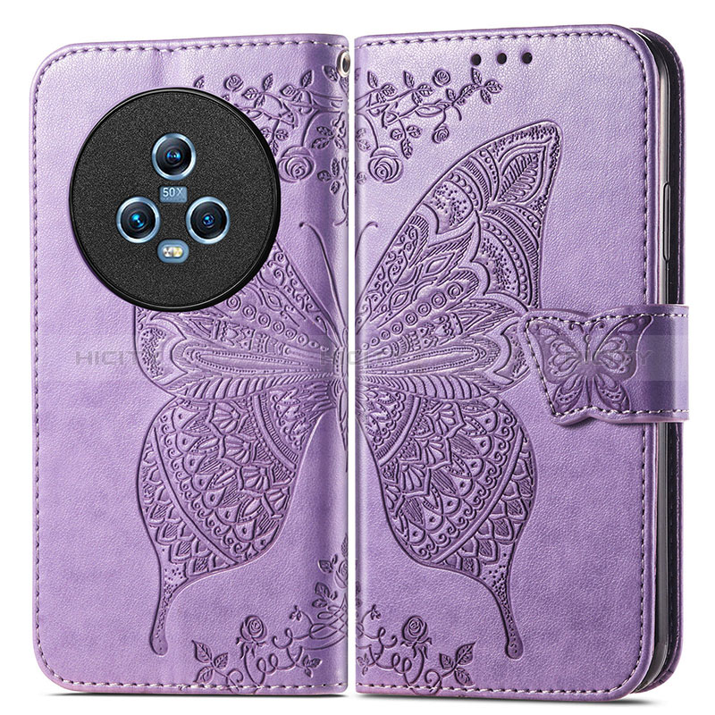 Coque Portefeuille Papillon Livre Cuir Etui Clapet pour Huawei Honor Magic5 5G Plus