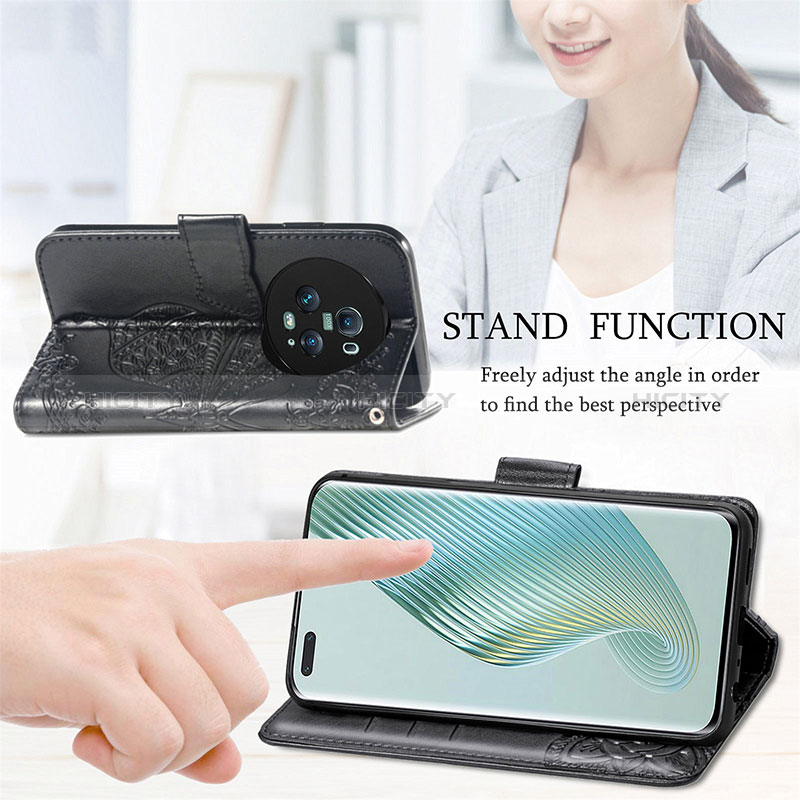 Coque Portefeuille Papillon Livre Cuir Etui Clapet pour Huawei Honor Magic5 Pro 5G Plus