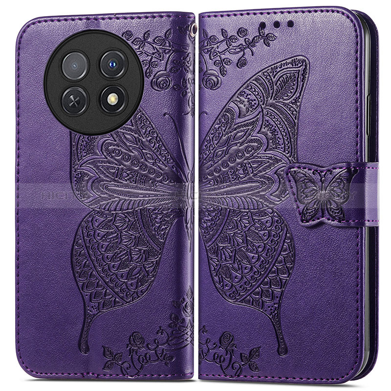 Coque Portefeuille Papillon Livre Cuir Etui Clapet pour Huawei Nova Y91 Plus