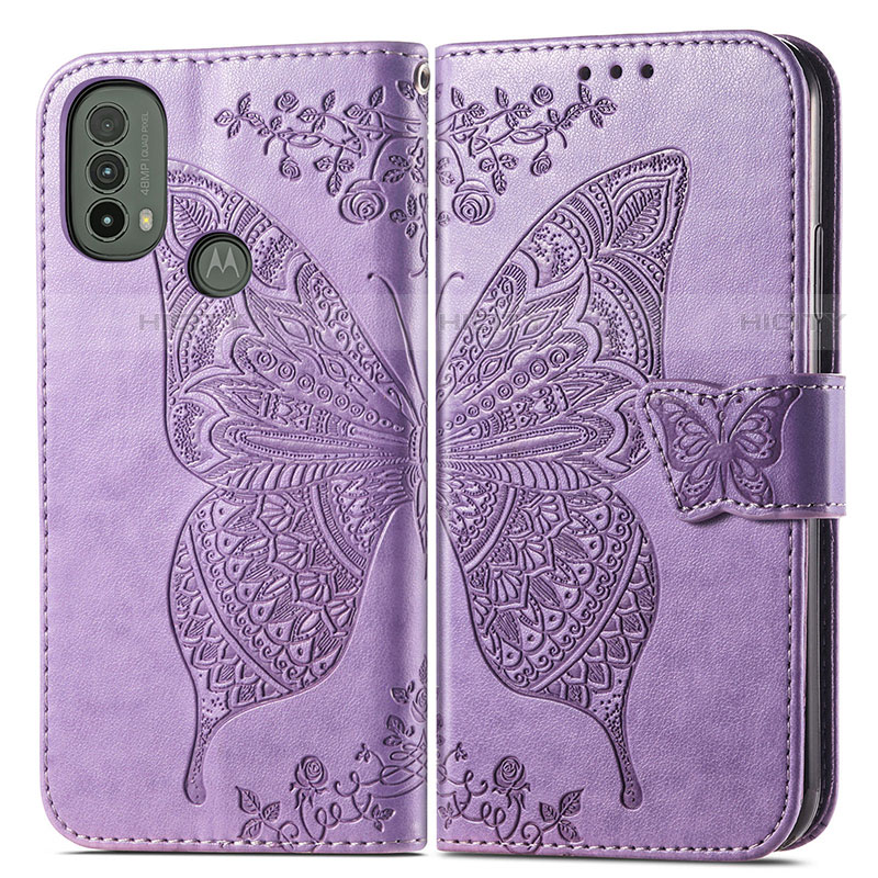 Coque Portefeuille Papillon Livre Cuir Etui Clapet pour Motorola Moto E20 Plus