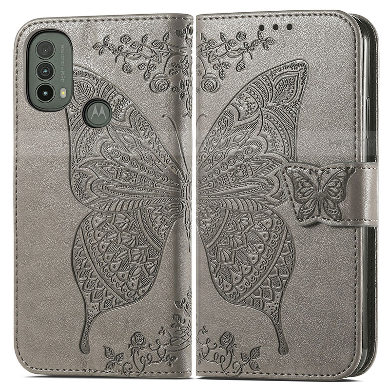 Coque Portefeuille Papillon Livre Cuir Etui Clapet pour Motorola Moto E20 Plus