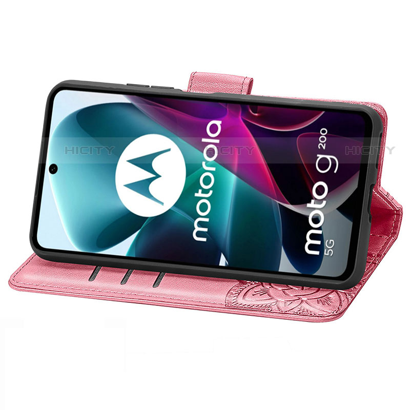Coque Portefeuille Papillon Livre Cuir Etui Clapet pour Motorola Moto G200 5G Plus