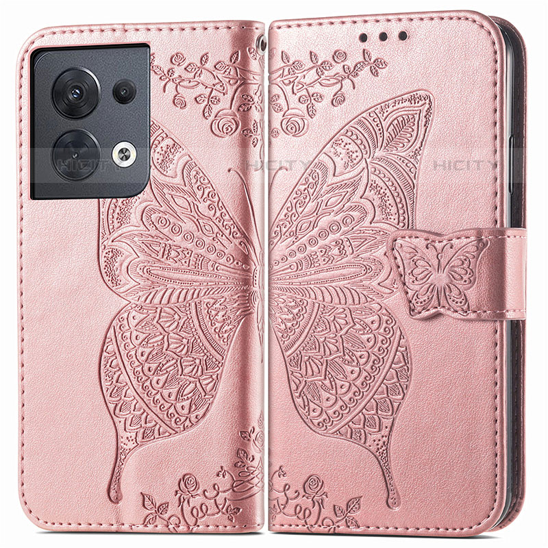 Coque Portefeuille Papillon Livre Cuir Etui Clapet pour Oppo Reno9 Pro 5G Plus