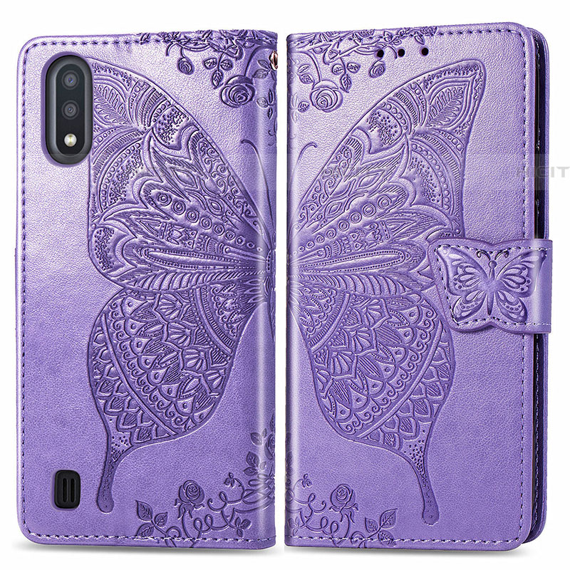 Coque Portefeuille Papillon Livre Cuir Etui Clapet pour Samsung Galaxy A01 SM-A015 Plus