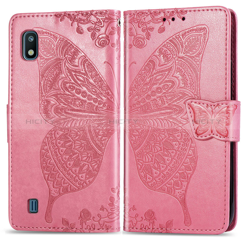 Coque Portefeuille Papillon Livre Cuir Etui Clapet pour Samsung Galaxy A10 Rose Rouge Plus