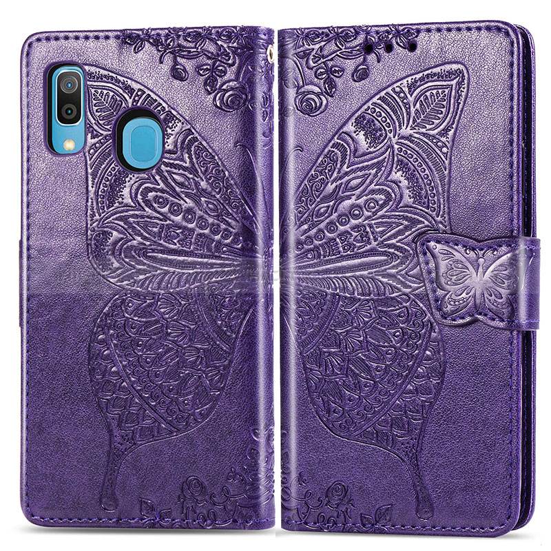 Coque Portefeuille Papillon Livre Cuir Etui Clapet pour Samsung Galaxy A30 Plus