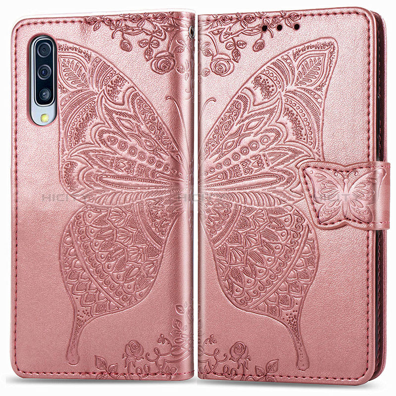 Coque Portefeuille Papillon Livre Cuir Etui Clapet pour Samsung Galaxy A90 5G Rose Plus