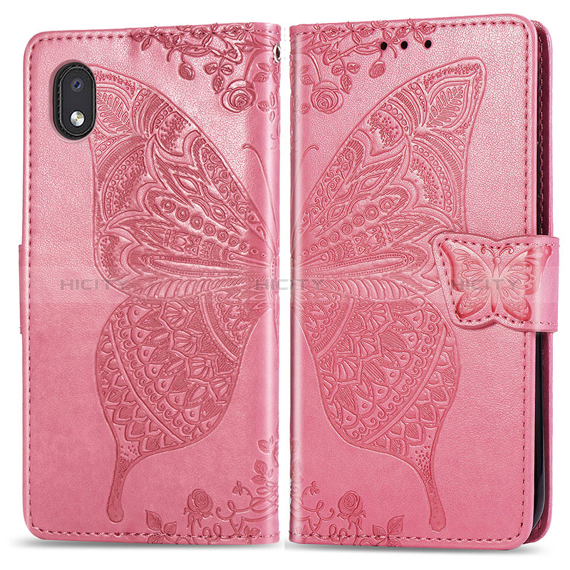 Coque Portefeuille Papillon Livre Cuir Etui Clapet pour Samsung Galaxy M01 Core Rose Rouge Plus