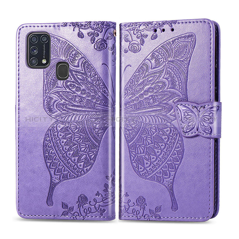 Coque Portefeuille Papillon Livre Cuir Etui Clapet pour Samsung Galaxy M21s Plus